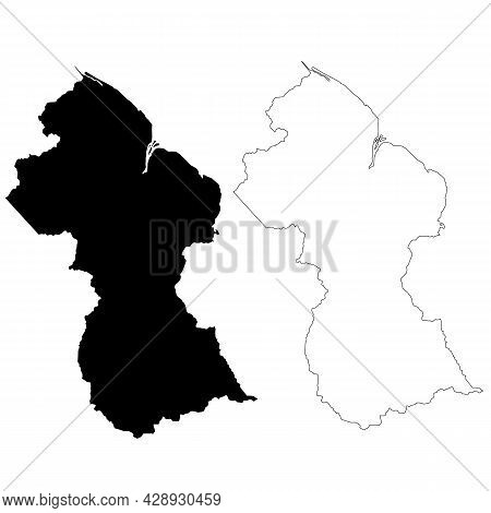Guyana Map On White Background. Guyana State Symbol. Outline Guyana Map Sign. Flat Style.