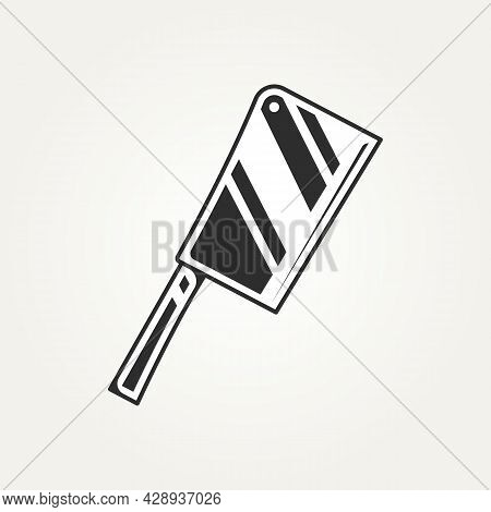 Vintage Isolated Cleaver Chef Knife Logo Icon Symbol On Withe Background Sign Template Vector Illust