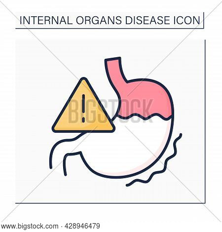 Indigestion Color Icon. Dangerous Disease. Diagnostic And Treatment. Healthcare. Indigestion, Colic.