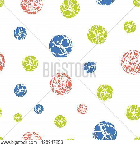 Marble Effect Circles Vector Seamless Pattern Background. Scattered Marbling Stencil Style Circle Ro
