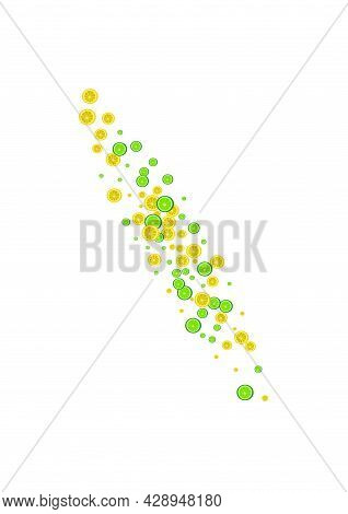 Yellow Citrus Background White Vector. Lime Organic Illustration. Bright Freshness Fruit. Green Simp