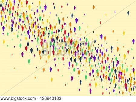 Green Leaf Vector Beige Background. Yellow Foliage Floral Design. Flying Confetti Texture. Colorful 