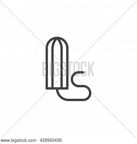 Menstrual Tampon Line Icon. Linear Style Sign For Mobile Concept And Web Design. Sanitary Tampon Out