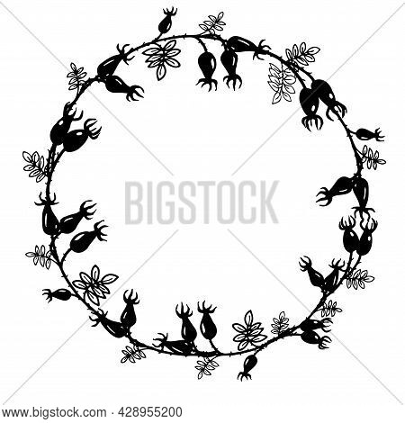 Hand Drawn Black Ink Floral Clip Atr