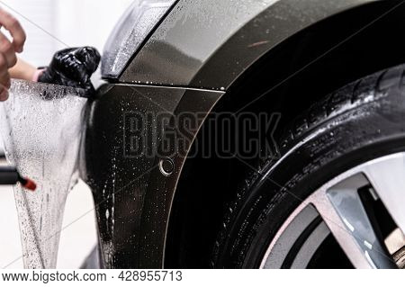 Installation Of Car Transparent Ppf Foil In Detailing Studio