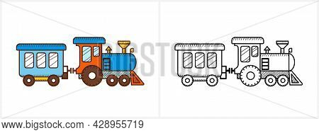 Train Coloring Page For Kids. Locomotive Side View