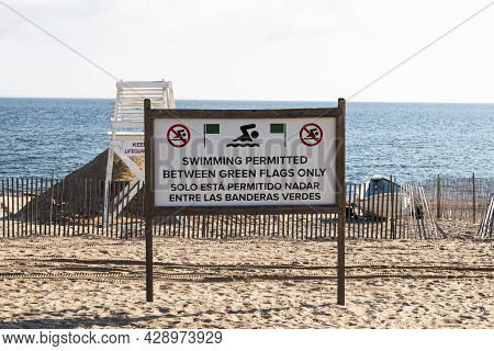 Swimming Permitted Between Green Flags Only On A Beach With A Life Guard Stand And The Long Islnad S