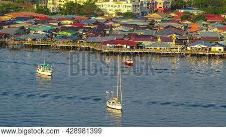 Labuan,malaysia-june 7,2019:the Water Village Of Patau Patau,labuan,malaysia. The Water Village Is B