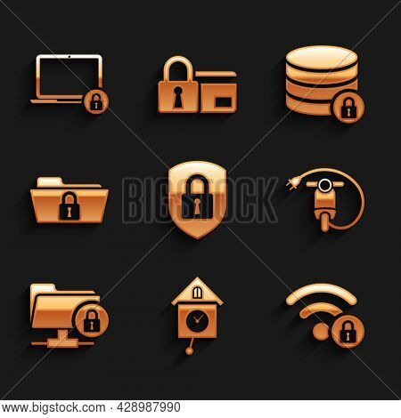 Set Shield Security With Lock, Retro Wall Watch, Wifi Locked, Electric Scooter, Ftp Folder And And F