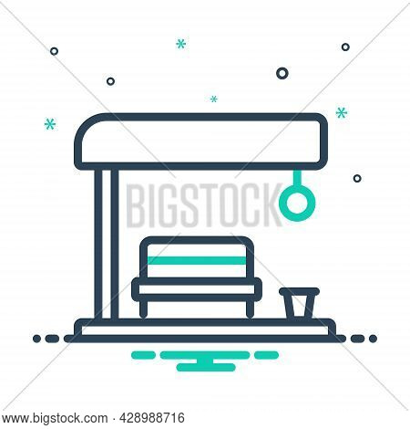 Mix Icon For Bus-stop Bus Stop Router Arrival Passenger Traffic Vechicle Transportation Travel Stree