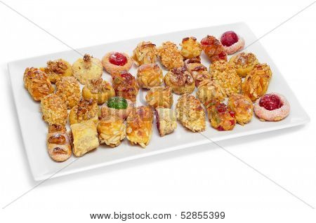 a tray with panellets, typical pastries of Catalonia, Spain, eaten in All Saints Day