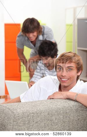 Three male flat mates