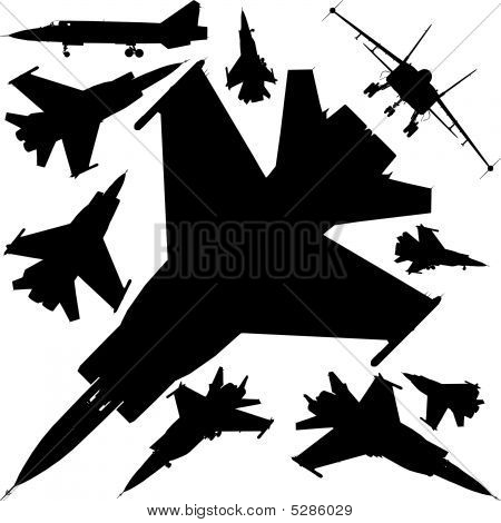 Militära flygplan siluett