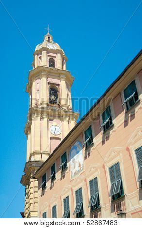 Bell Tower Of Basilica Dei Santi Gervasio E Protasio (circa 1118), Rapallo, Italy