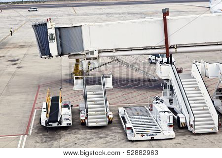 boarding equipment at the airport in Lanzarote