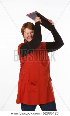 Caucasian Woman In Orange And Blue