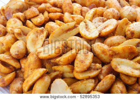 Close up ofSpiced fried Peanuts.
