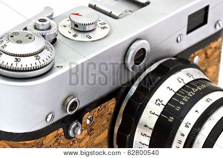 Old used dirty old fashioned film photo camera