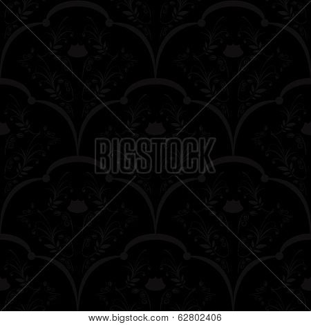 Black leaf and flowers background