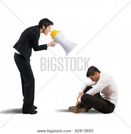 Businesswoman Shouting Through A Megaphone