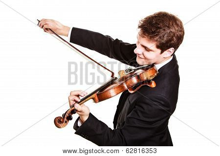 Man Violinist Playing Violin. Classical Music Art