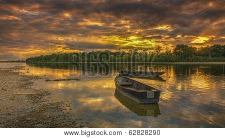 Sunset On The Loire River In France