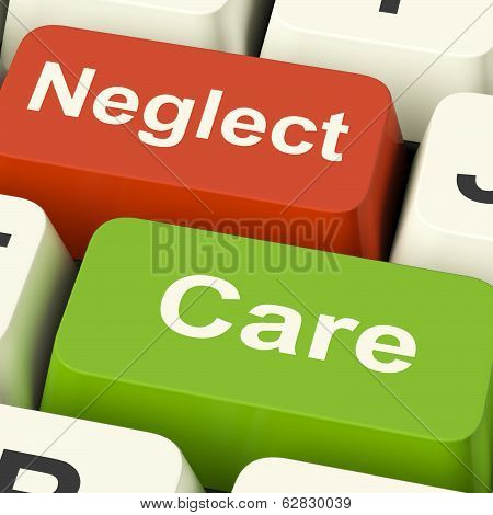 Neglect Care Keys Shows Neglecting Or Caring