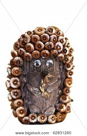 hand made toy  hedgehog from acorns