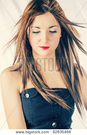 Magnificient blonde looking down