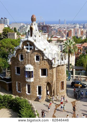 BARSELONA, SPAIN - AUGUST 25: Ceramic mosaic in Park Guell Barcelona on august 25, 2012 in Spain