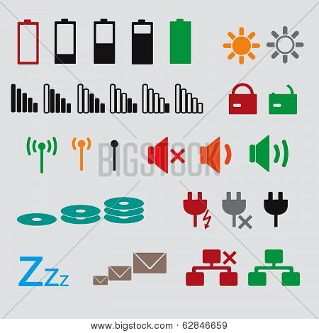 laptop and pc indication status icons eps10