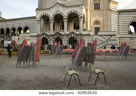 Plastic Chairs, Monumental Cemetary In Milan
