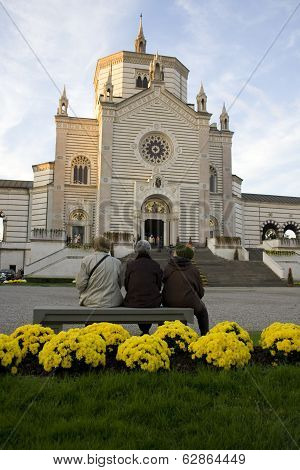 Old Womans Looking The Church, Milan