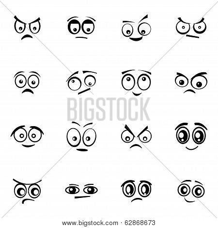 Vector black  cartoon  eyes  set