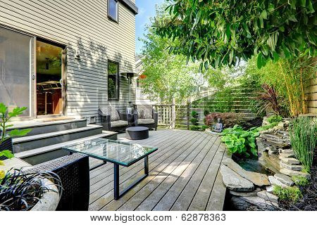 Beautifully Designed Backyard With  Patio Area