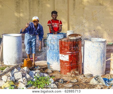 Worker At A Construction Site In India