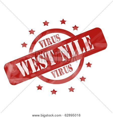 Red Weathered West Nile Virus Stamp Circle And Stars Design