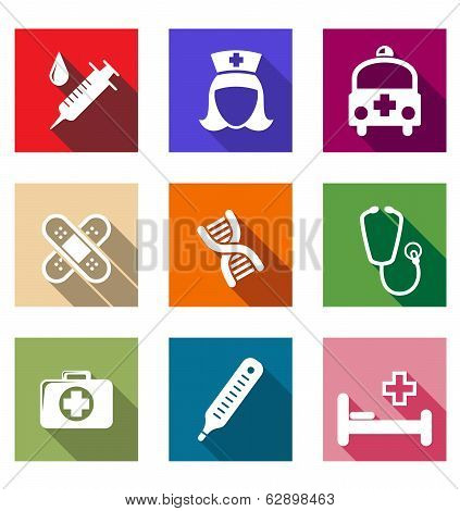 Set of flat healthcare and medical icons
