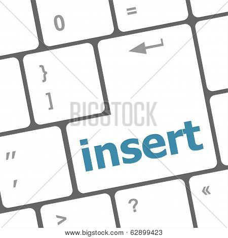 Insert Word On Computer Pc Keyboard Key