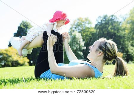 Mother training baby