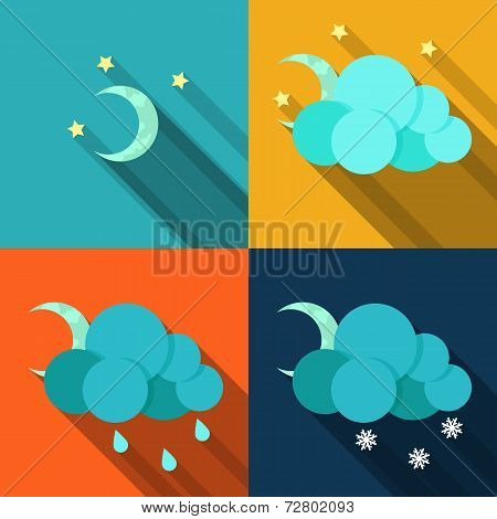 Weather Icons In Flat Style