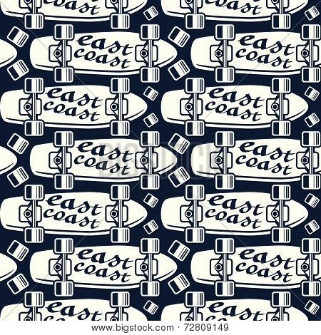 Seamless Pattern With The Image Of Longboard