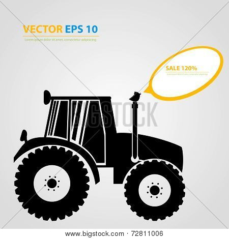 Vector isolated tractor icons. silhouettes.