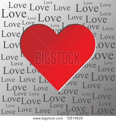 Valentine´s Day Greeting Card With Red Heart And Love Text - Newspaper Background