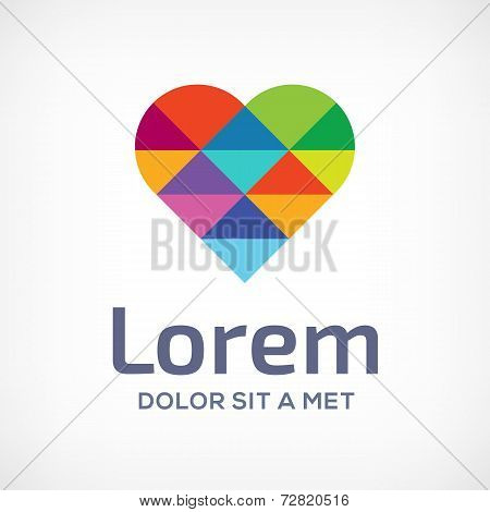 Mosaic heart symbol logo icon