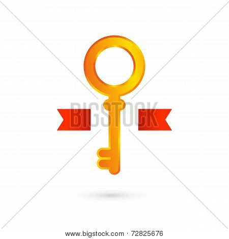Gold key logo icon design template. Real estate symbol sign.