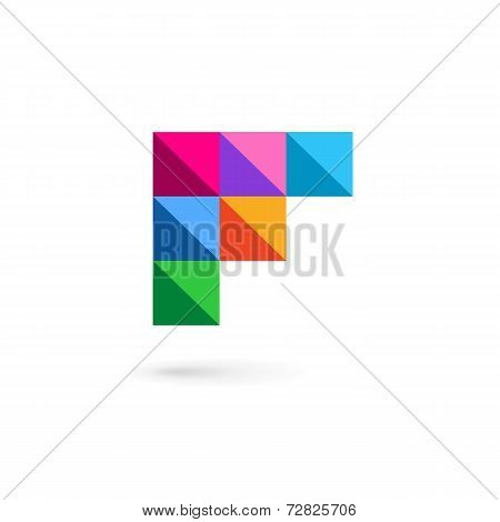 Letter F mosaic logo icon design template elements. Vector color sign.
