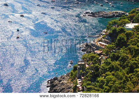 Picturesque Marina Piccola on Capri island in southern Italy.