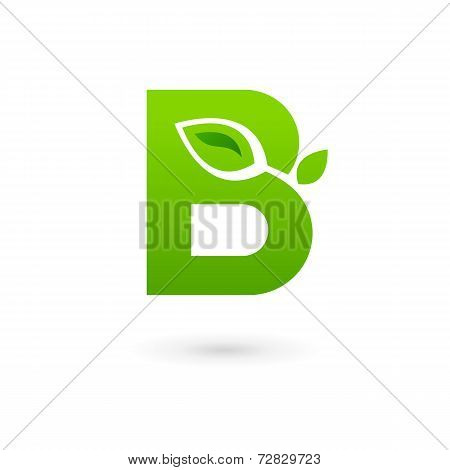 Letter B eco leaves logo icon design template elements. Vector color sign.