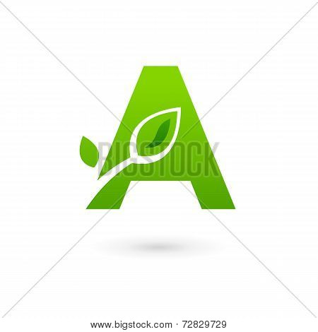 Letter A eco leaves logo icon design template elements. Vector color sign.